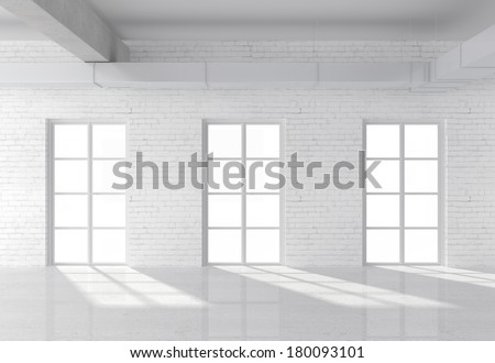 white brick loft with window