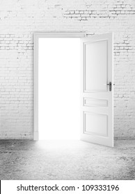 White Brick Room And Open Door  Light