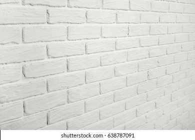 White Brick Wall, Angle View, Abstract Background Photo