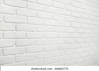 White Brick Wall, Angle View, Abstract Background Photo