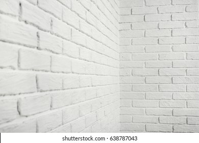 White Brick Wall With Corner, Abstract Background Photo