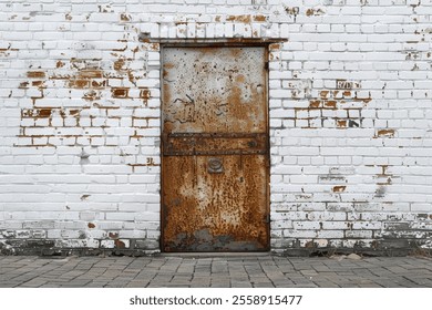  White brick wall with old rustic door in european city close up. Detailed photo textured background - Powered by Shutterstock