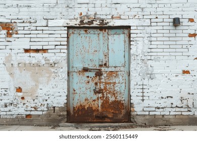  White brick wall with old rustic door in european city close up. Detailed photo textured background - Powered by Shutterstock