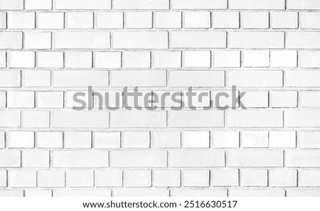 White brick wall seamless background texture image. White paint applied to block masonry surface. A modern interior and exterior and backdrop tile design. Built in English bond brickwork pattern.