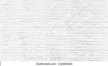 White brick wall texture. Home and office modern design backdrop. Painted bricks wall