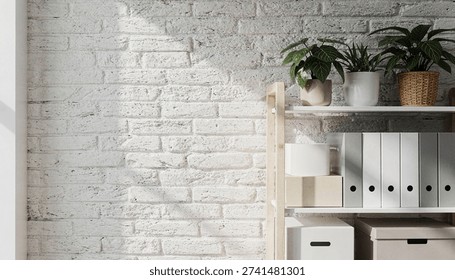 White Brick Wall Texture Interior Background for Zoom