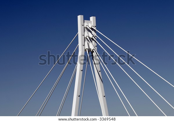 White Bridge Pylon, Steel Cables, Dark Blue\
Sky, Sydney, Australia
