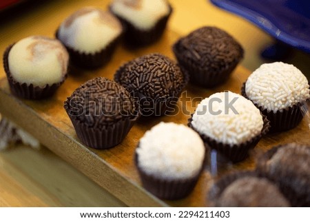 white and brown brigadeiro party candy