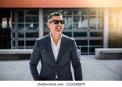 White, Brown-haired White Male In Suit, Businessman, Happy, Confident And Trustworthy, In His 40s.