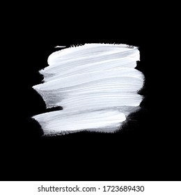 White Brush Painted Acrylic Isolated On Black Background