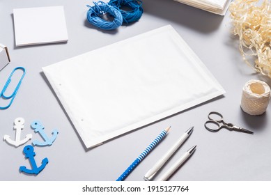 White Bubble Envelope On Office Table