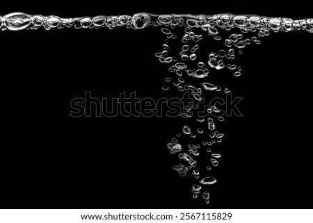 White bubbles, liquid, black background, abstract isolated, oxygen design concept, underwater, water droplets, small under the sea, soda effect, transparent	
