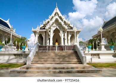 White Buddhist Temple In Krabi Town, Thailand