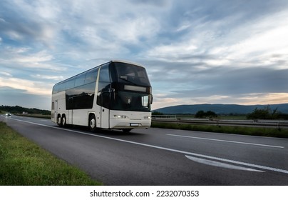 White Bus on the country highway road road