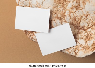 White Business Card Mock Up On The Stone.