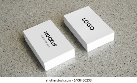 white business card template on a marble texture, clean mock up - Shutterstock ID 1408480238