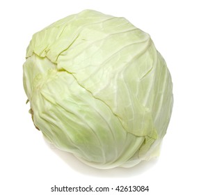 White Cabbage On White. Isolated.