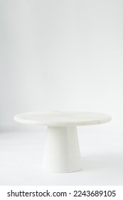 white cake stand, white marble cake stand with textured feet, dessert pedestal