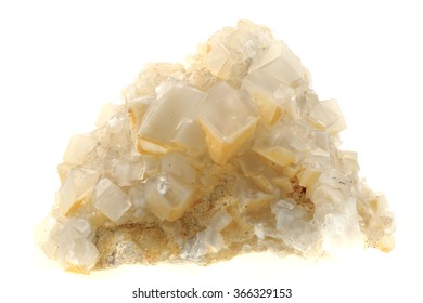 White Calcite Mineral Isolated On The White Background