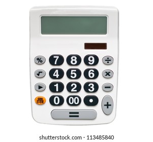 White Calculator Isolated On White