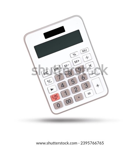 White calculator isolated on white background with no display