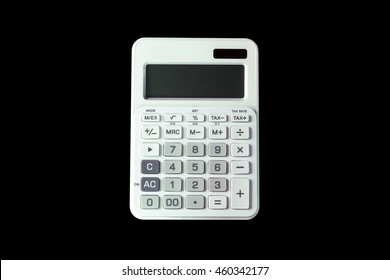 White Calculator Isolated On Black Background