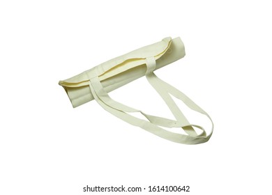 The White Calico Bag Folding On White Background Isolated