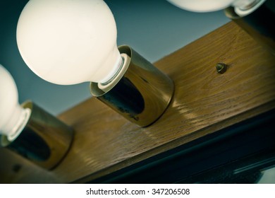 White Candelabra Globe Bathroom Bulbs Above Mirror
