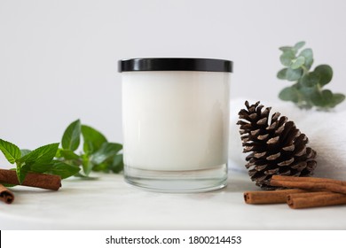 White Candle In Glass Jar 