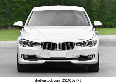 
white car front view See clearly, double headlights, hood - Shutterstock ID 2310202791