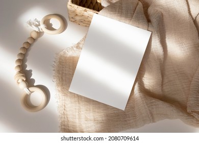 White Card 5x7 Mockup With Baby Toys 