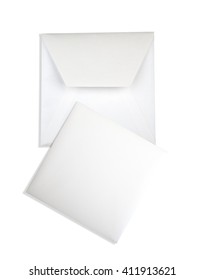 White Card And Envelope On White Background