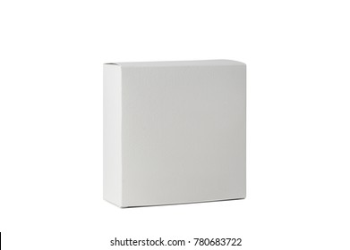 White Cardboard Box Front View Isolated On White Background