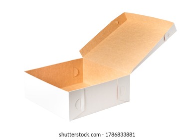 White Cardboard Carton Food Cake Box, Isolated