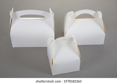 White Carton Box Tasty Pastry Donut Box For Mockup Design Brand On Grey Background