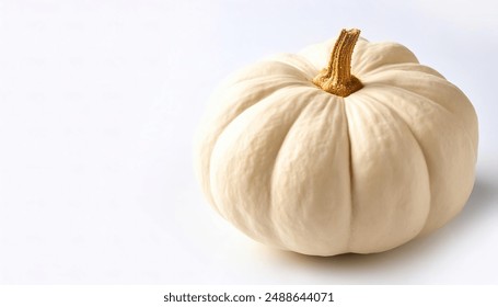 white Casper pumpkin Jack O lantern with light colored stem and white skinned decorative gourd isolated on white studio background Halloween or thanksgiving Holiday season decoration copy space - Powered by Shutterstock