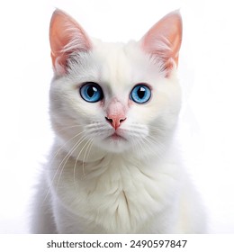 White cat Blue Eyes isolated on White background - Powered by Shutterstock