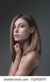 White Caucasian Girl Freckled Nude Implied Stock Photo Edit Now