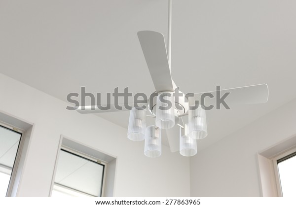 White Ceiling House Interior Fan Lamplight Stock Photo Edit