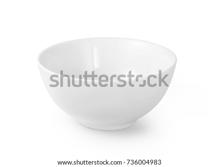 White ceramic bowl isolated on white background with clipping path
