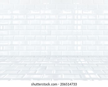 White Ceramic Brick Tile Room,background