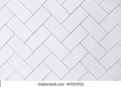 White Ceramic Brick Tile Wall Background