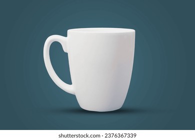 White ceramic cup mockup with blue background free PSD