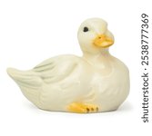 White Ceramic Duck Figurine Isolated on White Background. High quality photo