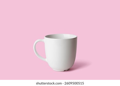 White ceramic empty mug on pink background