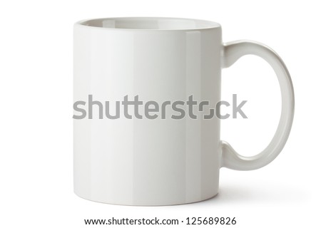 White ceramic mug. Isolated on a white.