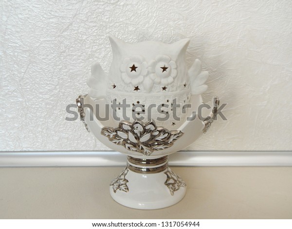 White Ceramic Owl White Vase On Stock Photo Edit Now 1317054944