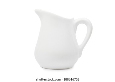 White Ceramic Pitcher Isolated On White