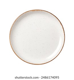 White Ceramic Plate On White Background. Empty Plate. Top View