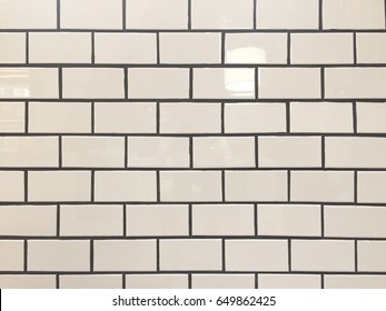 White Ceramic Tiles Brick Pattern With Black Grout 